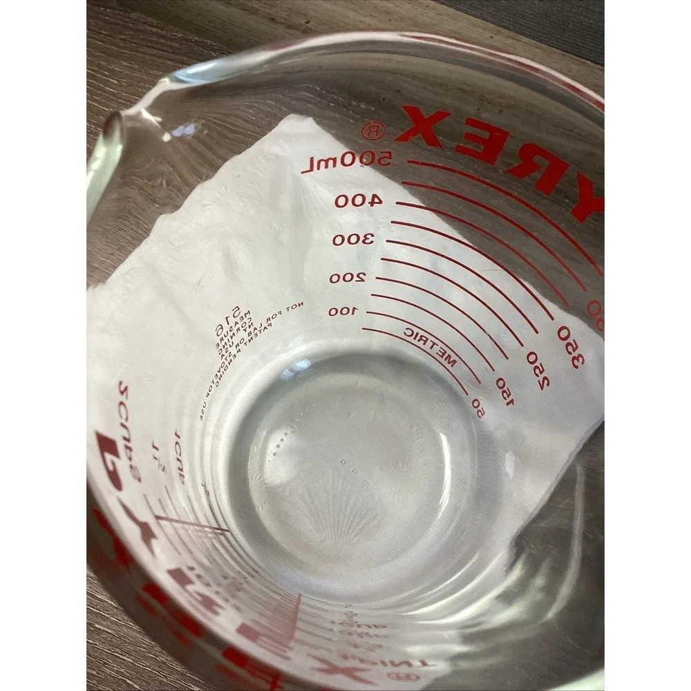 Vintage Pyrex 516 2 Cup Measuring Cup Red Letter Patent Pending Open J Handle